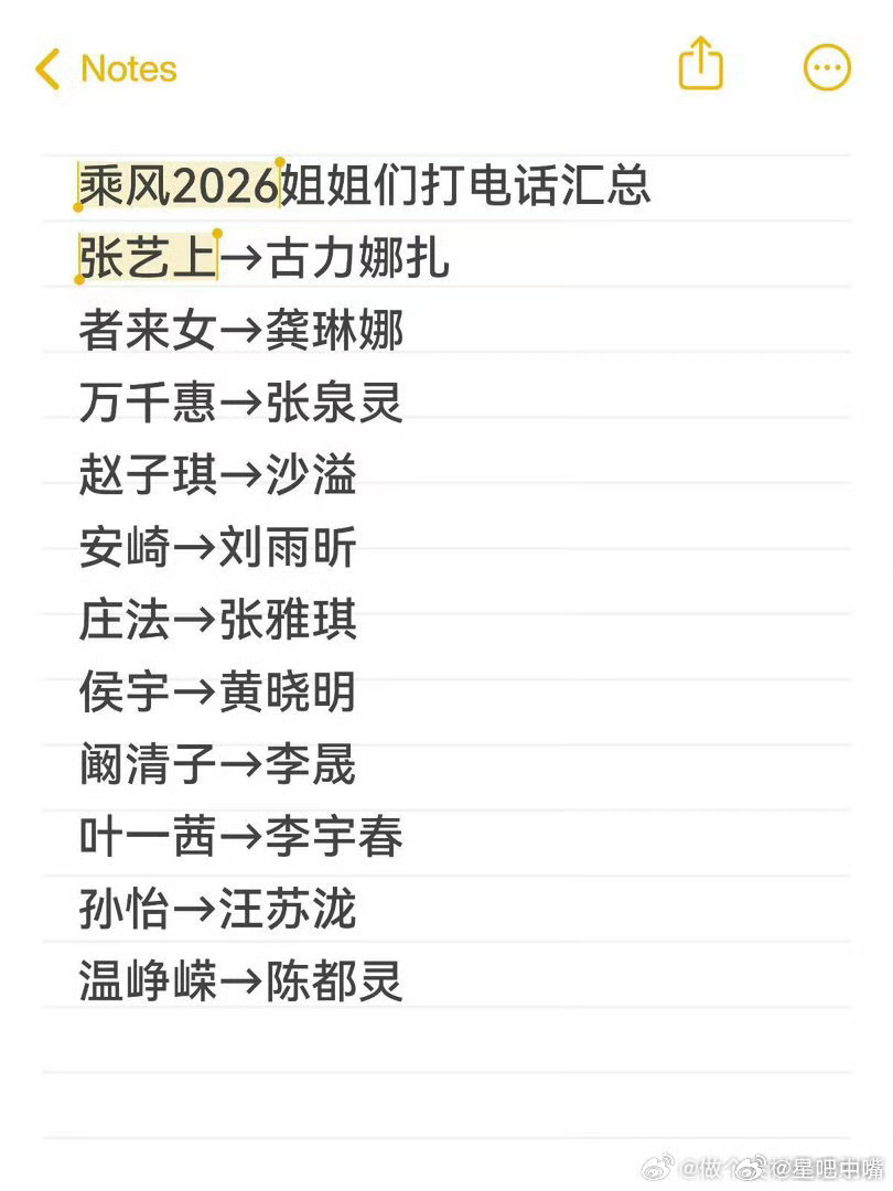 浪姐摇来了整个娱乐圈今晚乘风2026姐姐们打电话连线好友汇总！看看她们分别给谁打