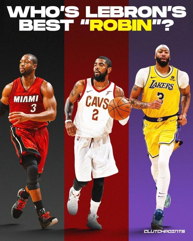 美媒Clutch Points NBA发问道：勒布朗的最强搭档，是韦德、欧文还是
