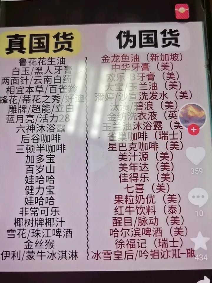 国货中的李鬼[强]国货优秀品牌 
当然，
对我们老百姓来说，
是要讲究爱国。
但