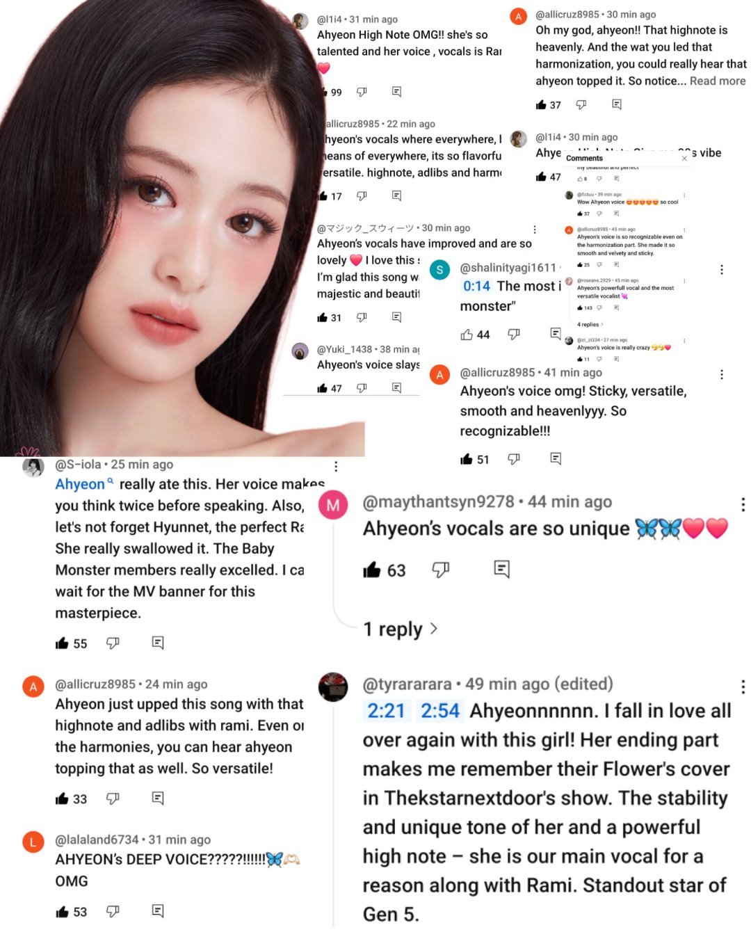 YouTube上最常称赞Ahyeon的就是她那标志性的高音和独特的声音质感❤︎ 