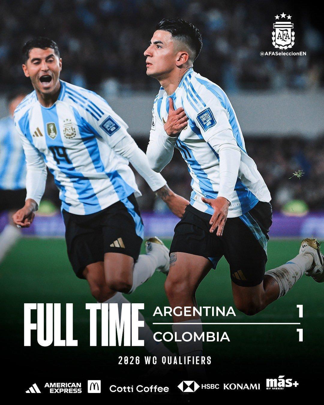 这支球队永远全力以赴地战斗👊🇦🇷 阿根廷 1 🆚 1 哥伦比亚 🇨🇴