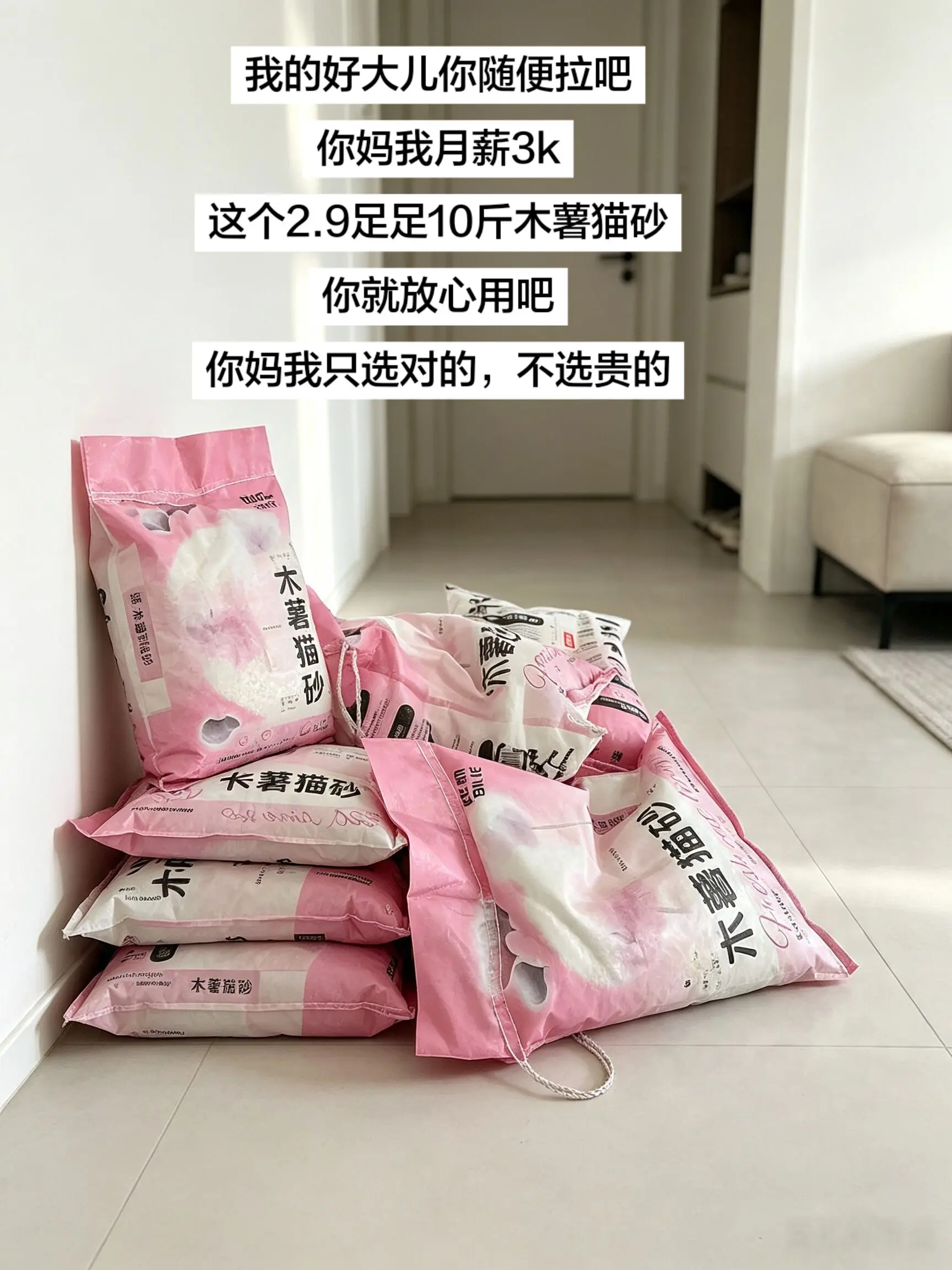 猫砂真不是越贵越好，这个2.9足足10斤，还是木薯猫砂