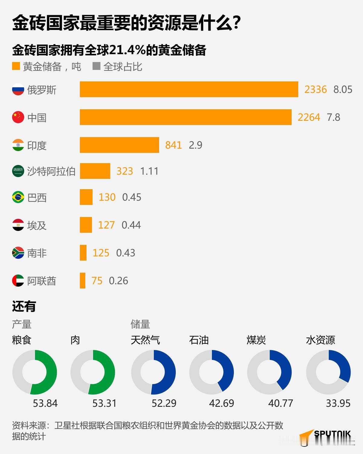 金砖国家最重要的资源是什么？
俄媒：拥有全球超过20%以上的黄金储备！
你觉得金
