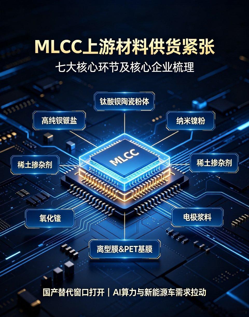 MLCC上游材料全面紧缺！七大核心环节及龙头企业梳理2026年8月行业调研数据显