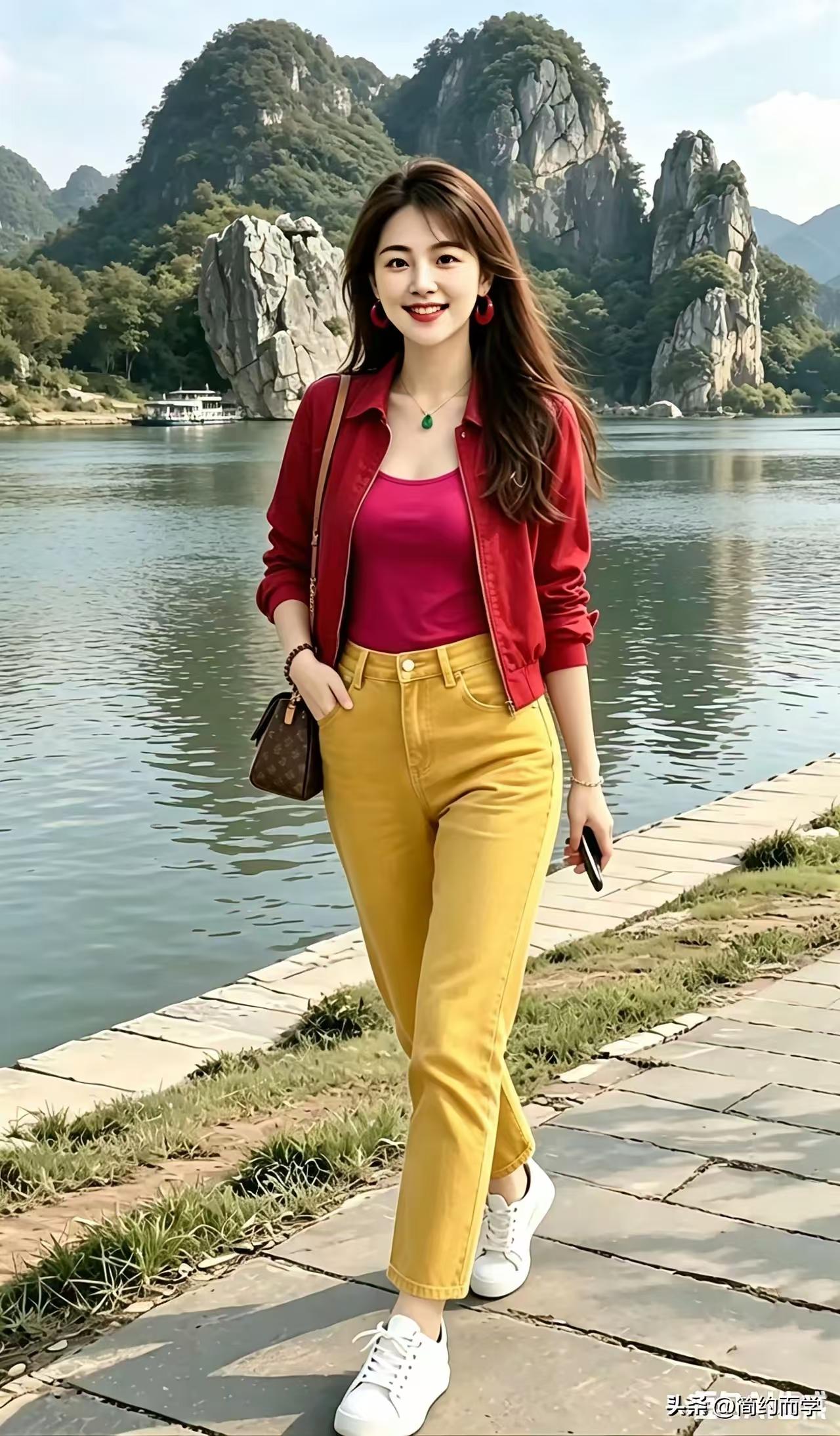 天净沙·漓江闲步
清风漫步漓江，
烟峦碧水悠长，
倩影悠然赏望。
山川如画，
一
