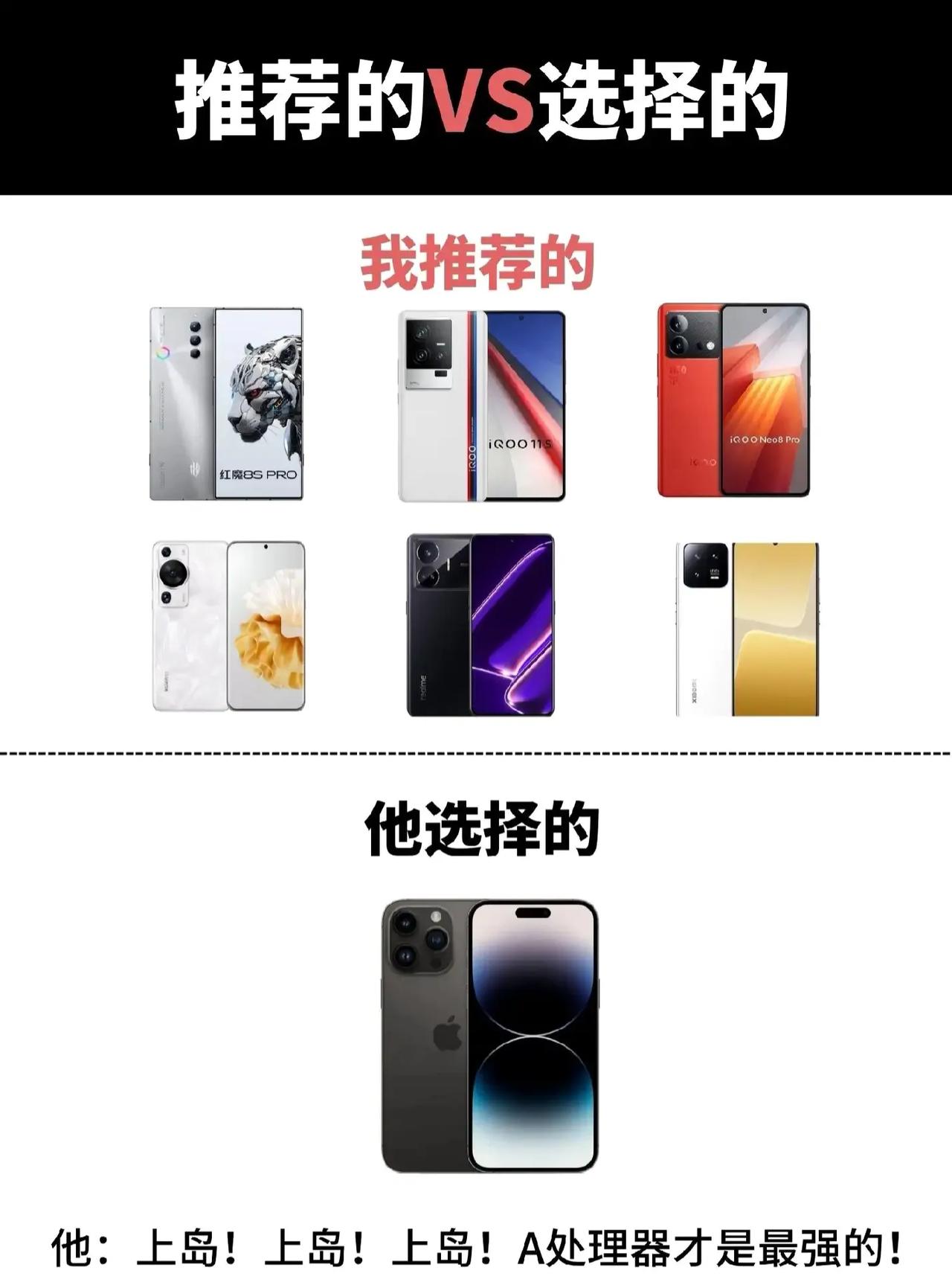 给别人推荐手机我都无脑推荐iphone，因为哪怕充电慢，发热降亮度，信号差他也会