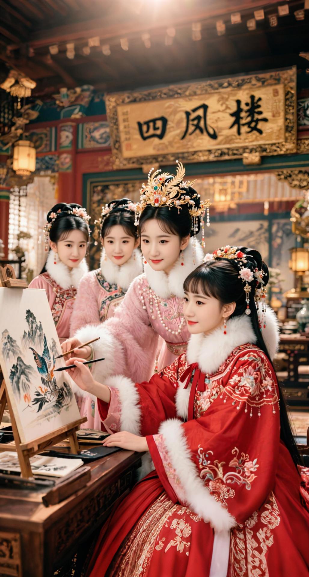 AI扩图 AI华丽宫阁大片