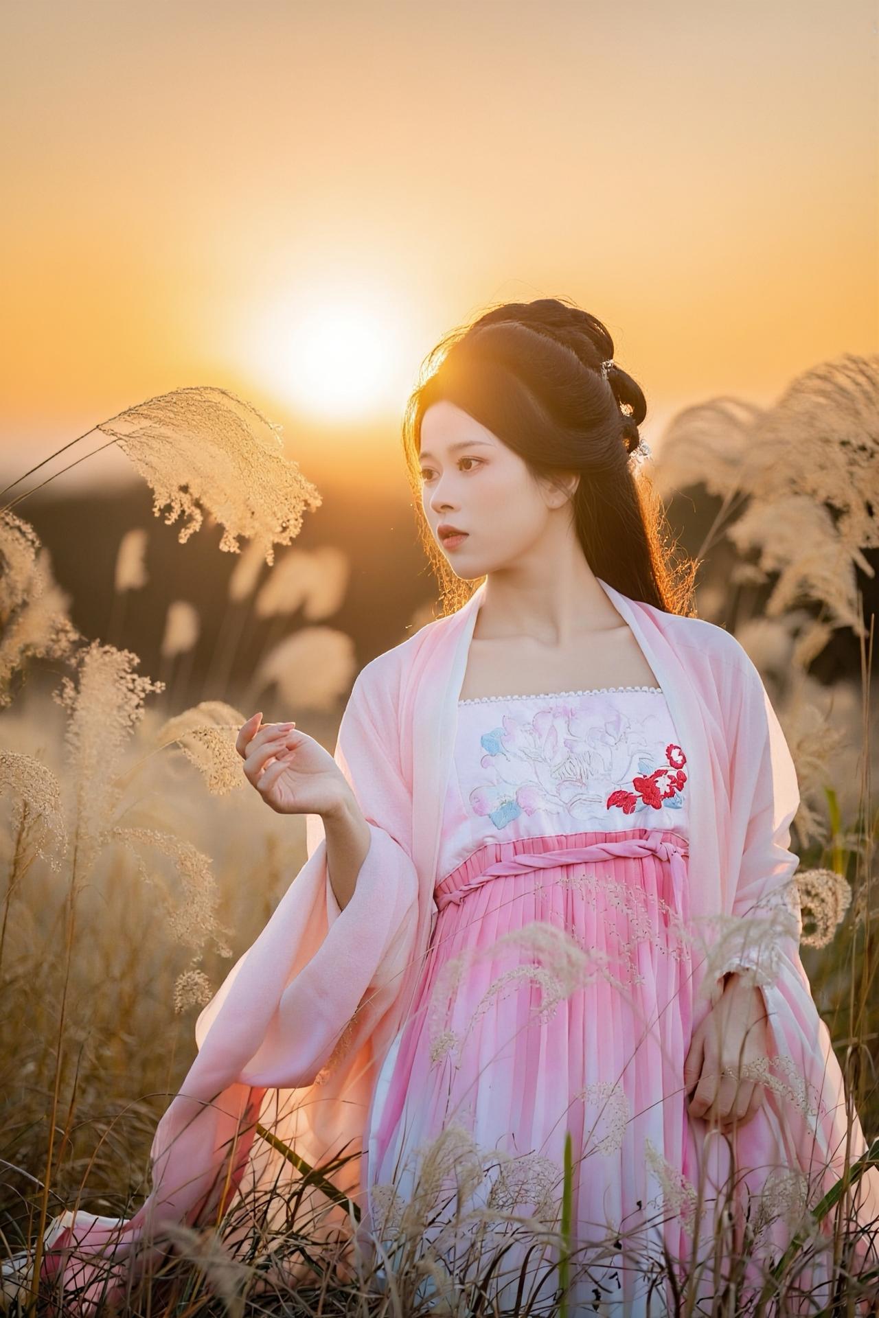 夕阳下的汉服小姐姐