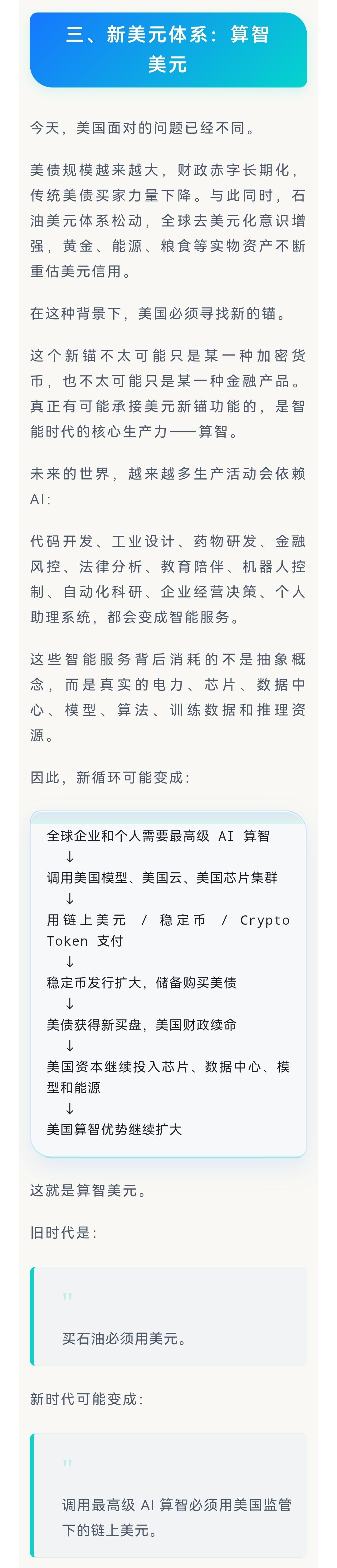 《从石油美元到算智美元：AI Token、Crypto Token、RWA 与美