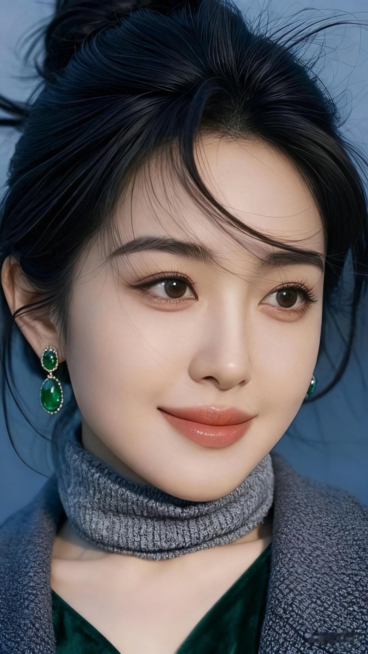 今天出门前，我特地化了这样的妆，戴上这副耳环，好看吗？