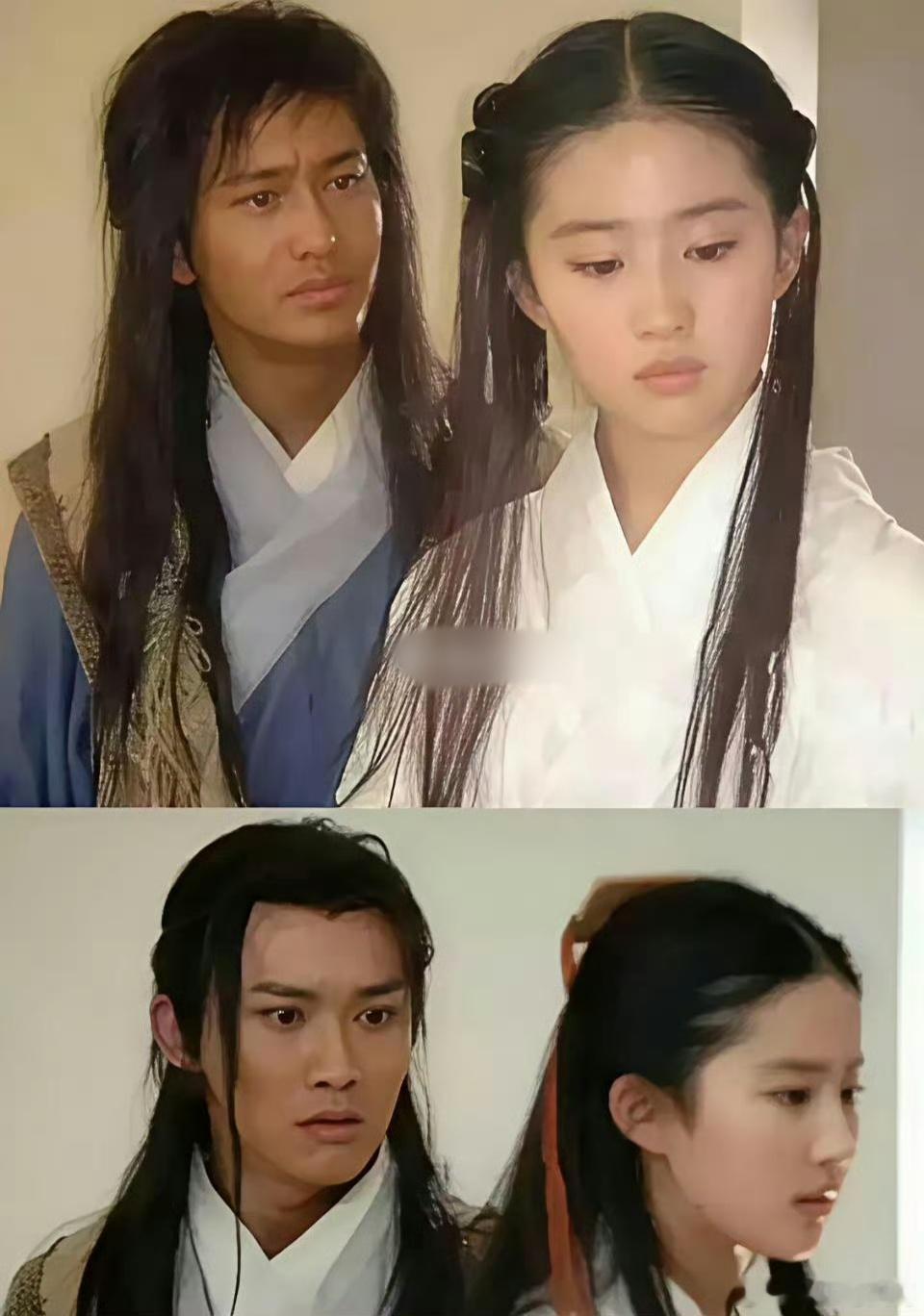 当年“杨过”和刘亦菲的试镜照，而黄晓明和聂远都面试过！PS：黄晓明的脸被涂得太黑