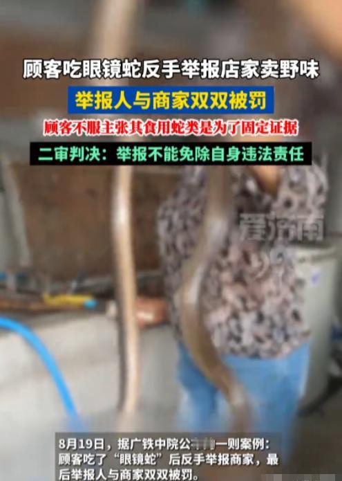 “笑不活了！”男子为举报餐馆卖野味，进店前开录像，明知是眼镜蛇还主动点单吃完反手