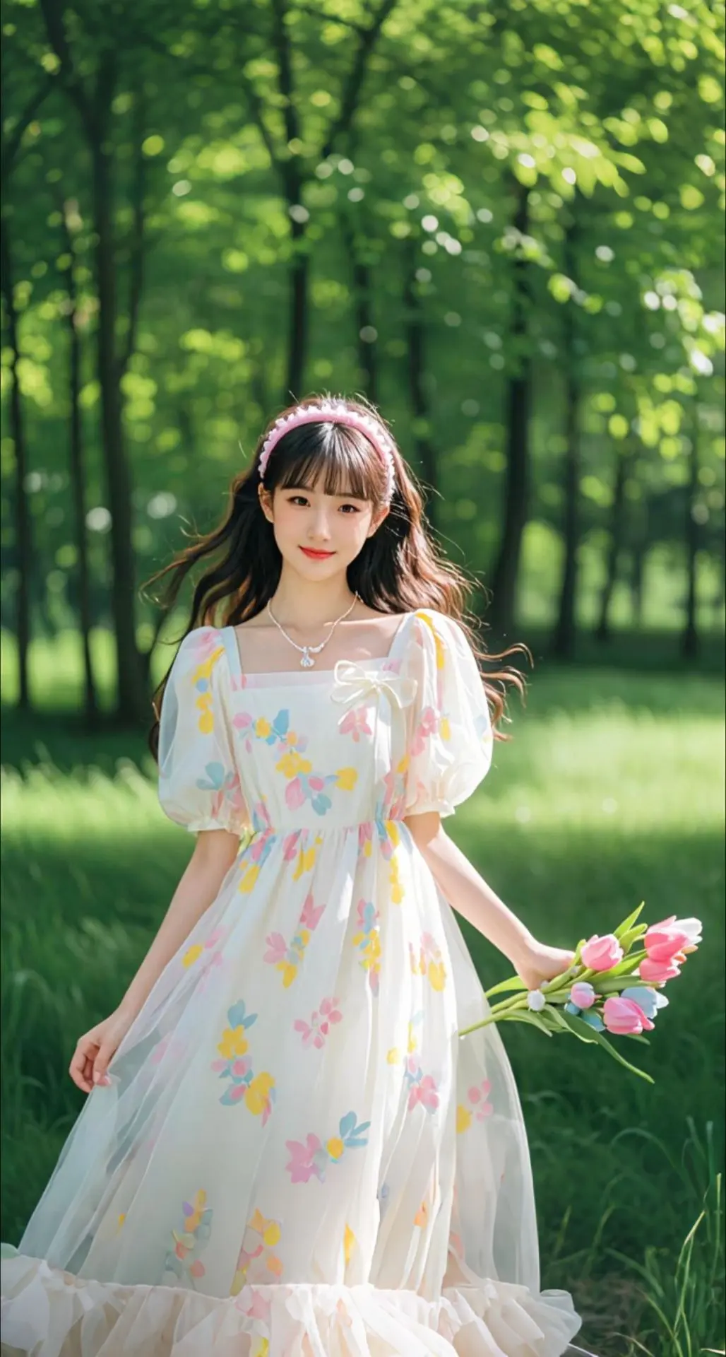AI扩图 AI元气花漾少女