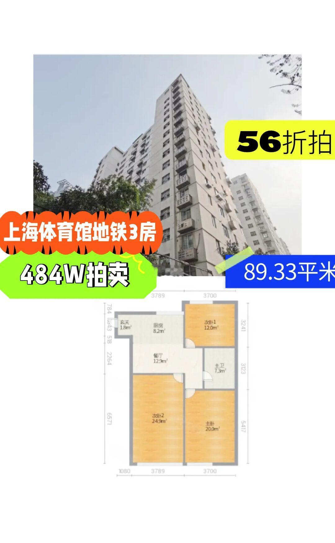 上海法拍房 徐汇  漕溪大楼 3房 56折拍卖