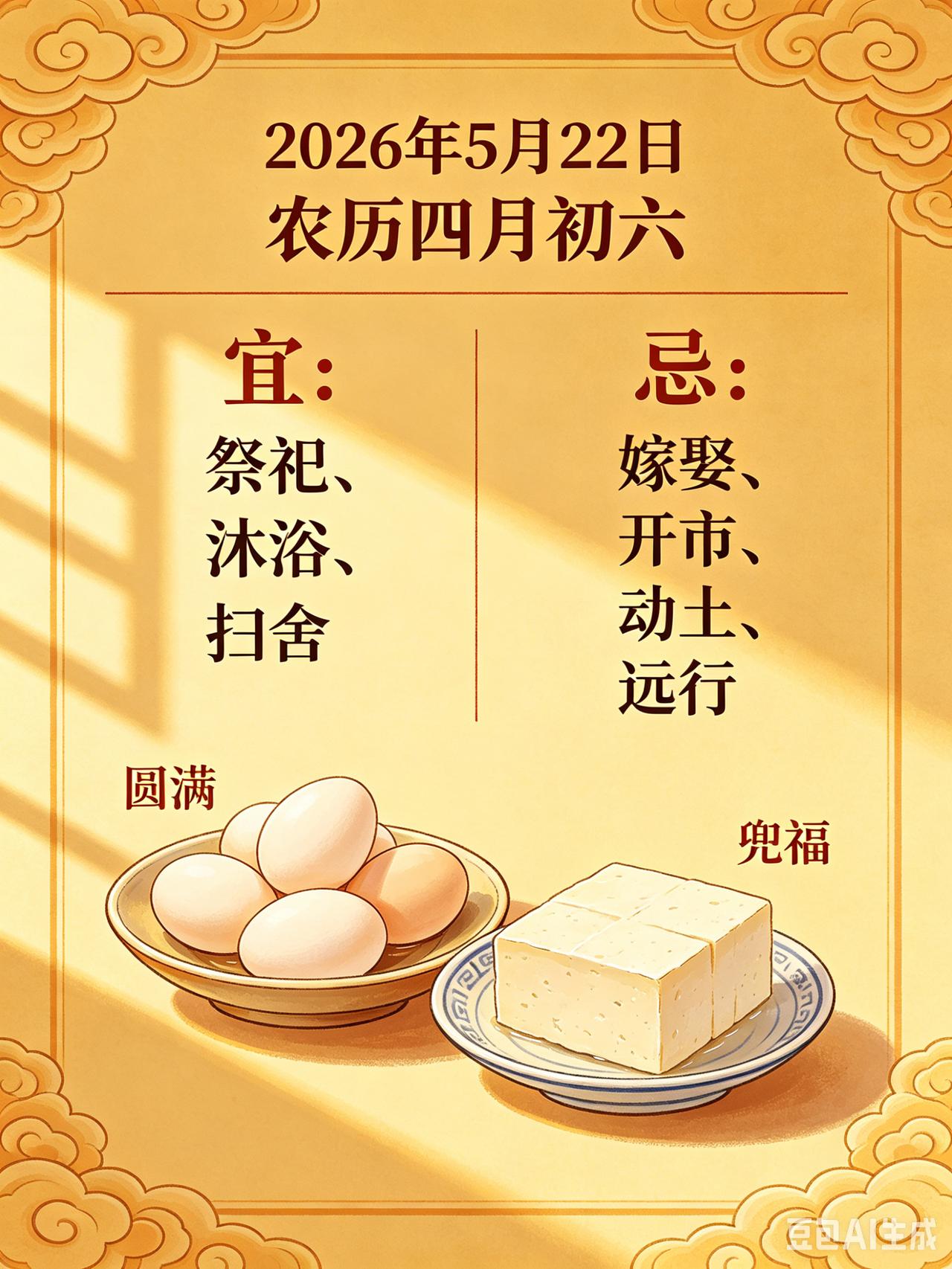 5月22日老黄历：这天“1不搬，2要吃”，老传统别忘！

2026年5月22日，