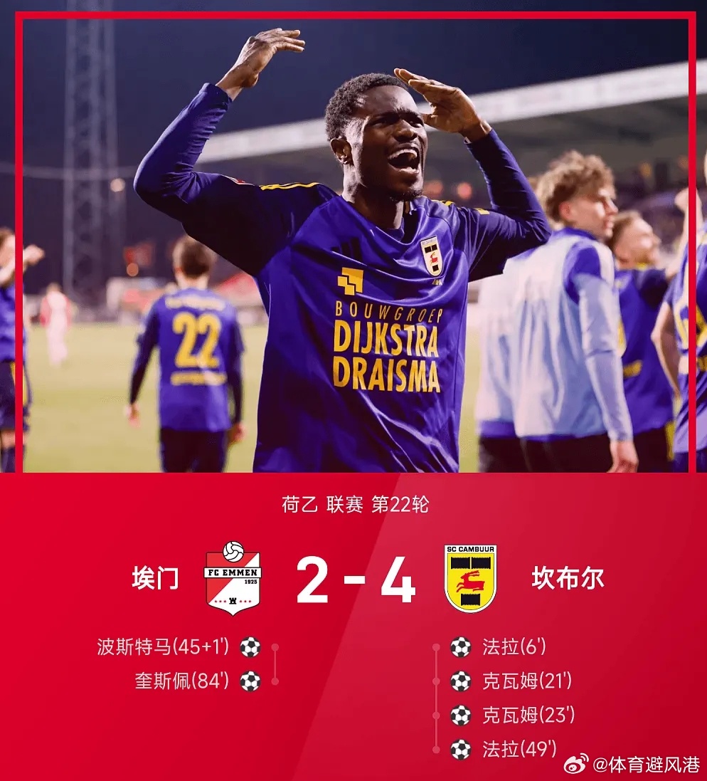 埃门vs坎布尔荷乙每日足球推荐五大联赛 坎布尔4-2战胜埃门。法拉开场闪击，克瓦