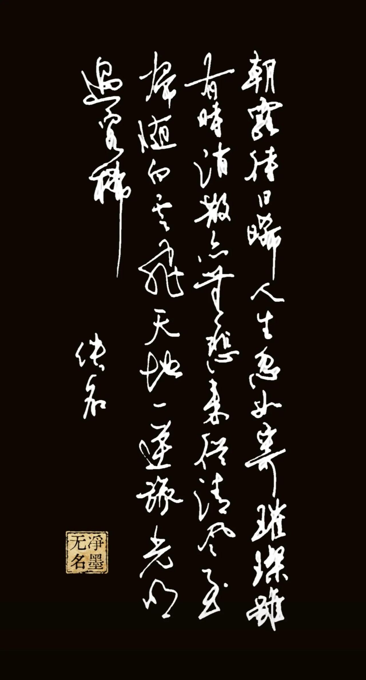 书写一气贯通，连绵牵丝丰富，字的大小开合变化明显，奔放洒脱，很契合这首感怀人生的