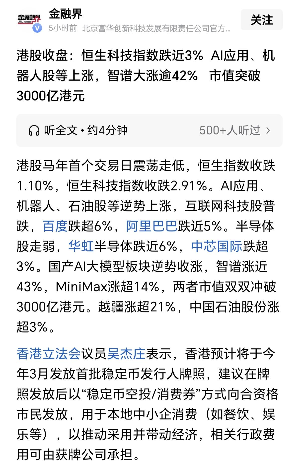 今天港股开盘，恒生科技既然跌了2.91%，这对于下周开盘的A股无疑是雪上加霜，按