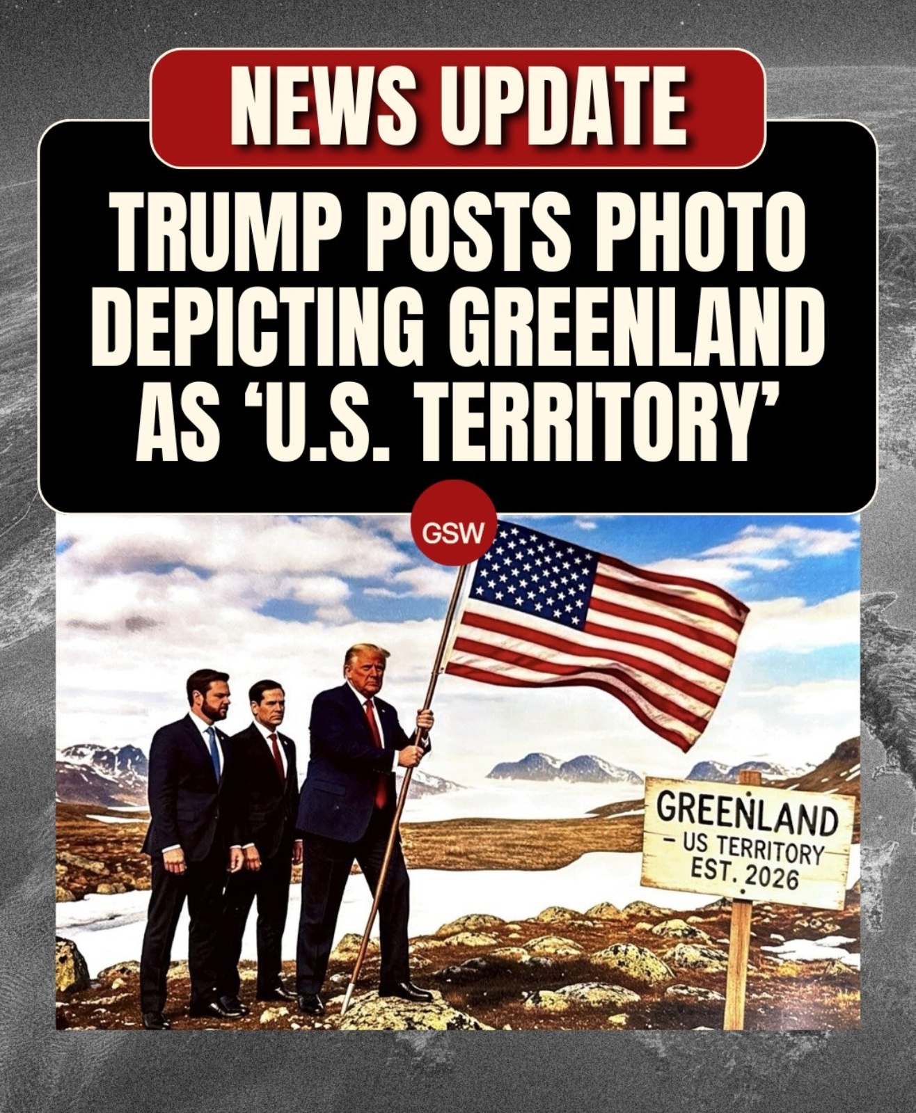 特朗普发登上格陵兰岛图 美国霸权看上哪里，哪里就是他的。那么，欧洲最后会放弃丹麦