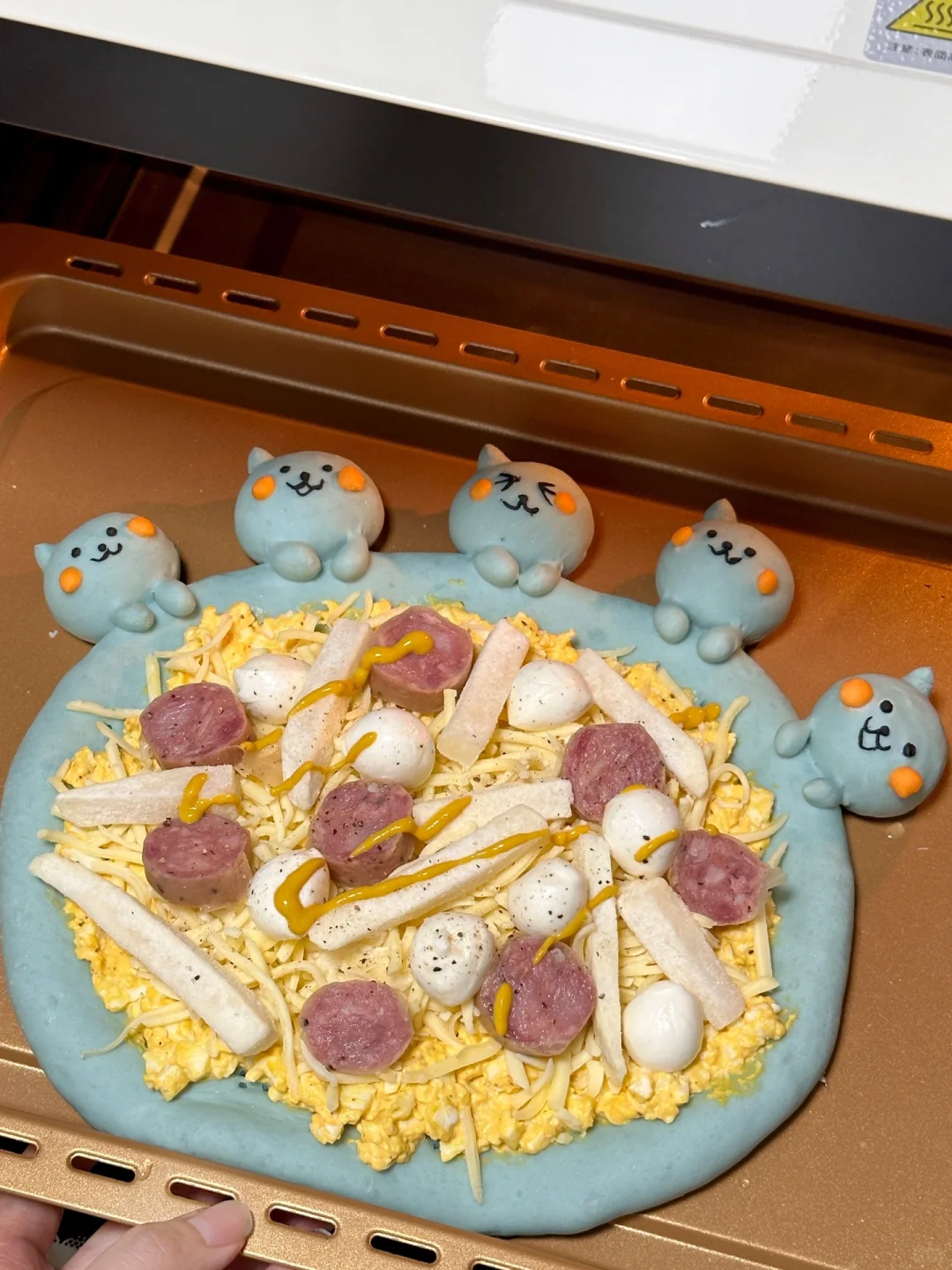 酷儿低卡黄芥末鸡蛋沙拉火腿披萨