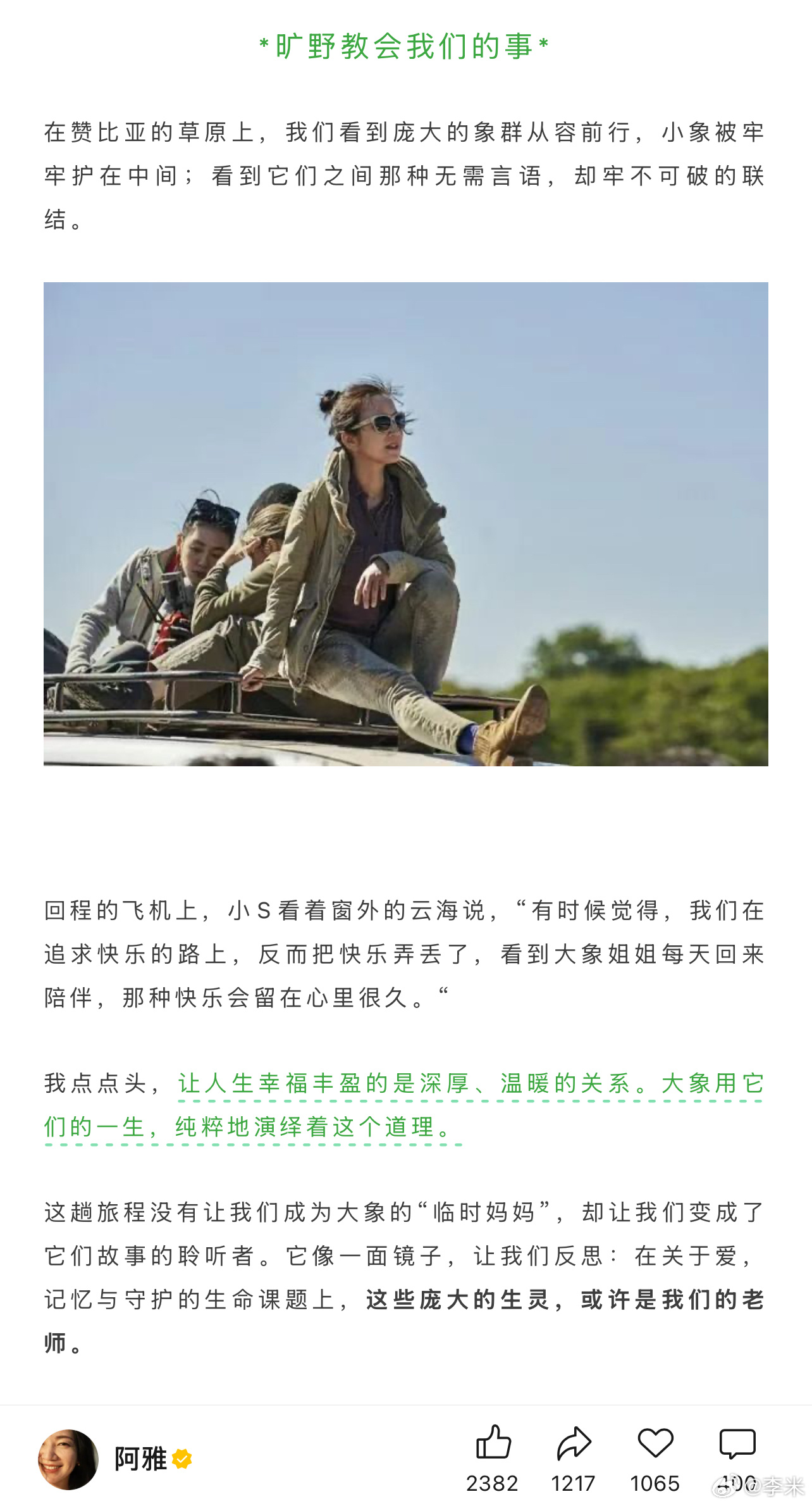 「站在不远处的小S轻声说：“它们比我们懂，也比我们做得更好。”我转头看她。她脸上