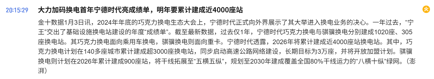 宁德时代透露，2026年将累计建成近4000座站换电站。其中，巧克力换电计划在1