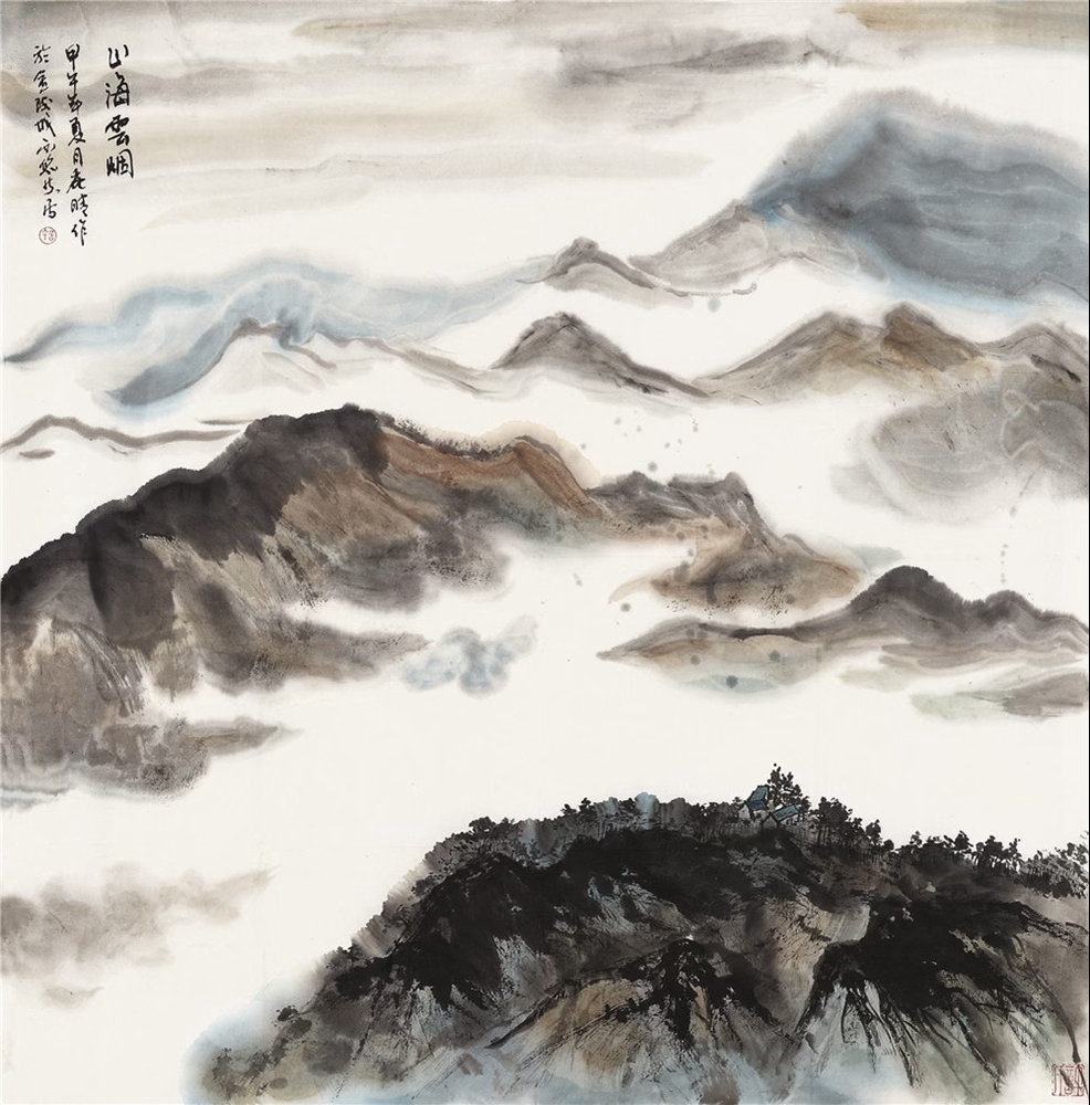 《云无心以出岫，鸟倦飞而知还》画中云气自山间自然生发，无拘无束，如“云无心以出岫