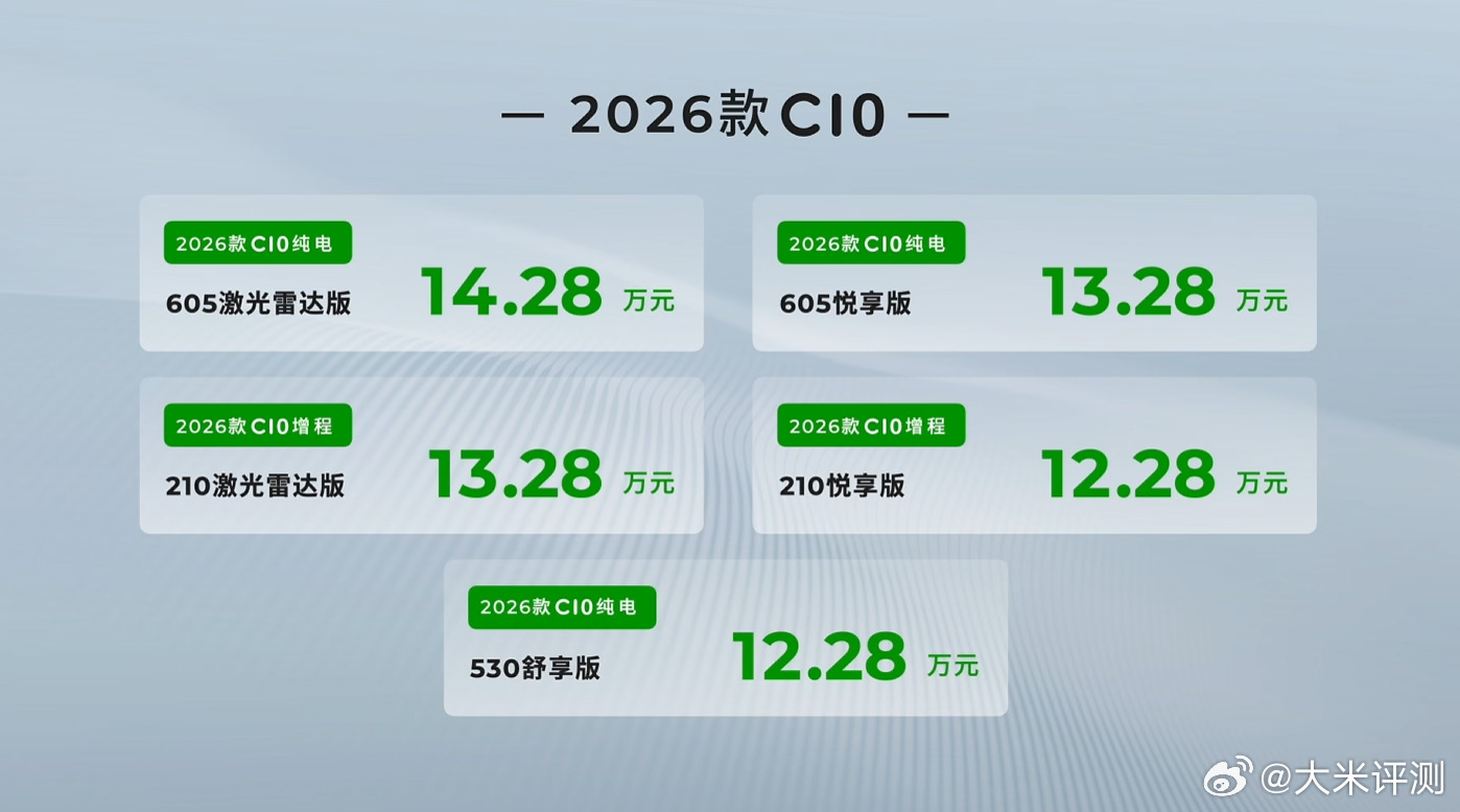 2026款零跑C10价格公布：纯电605激光雷达：14.28W；纯电605悦享版