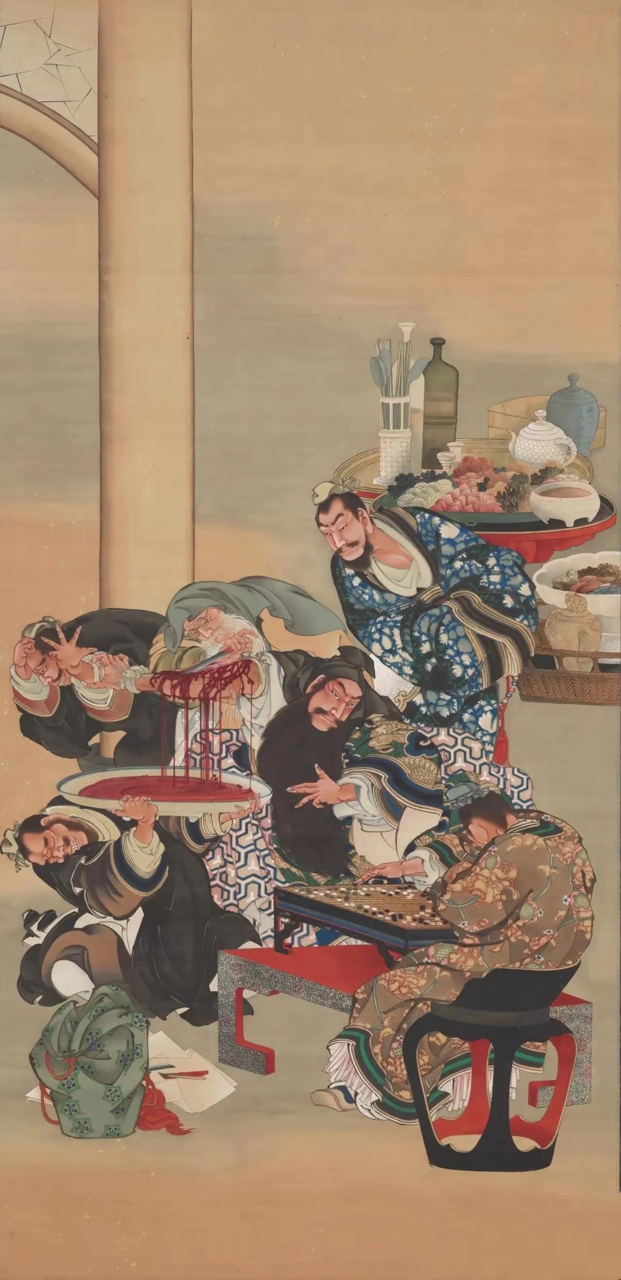 美国克利夫兰艺术博物馆珍藏着古绘画《关公刮骨疗伤图》，这着实有趣。关公刮骨疗伤的