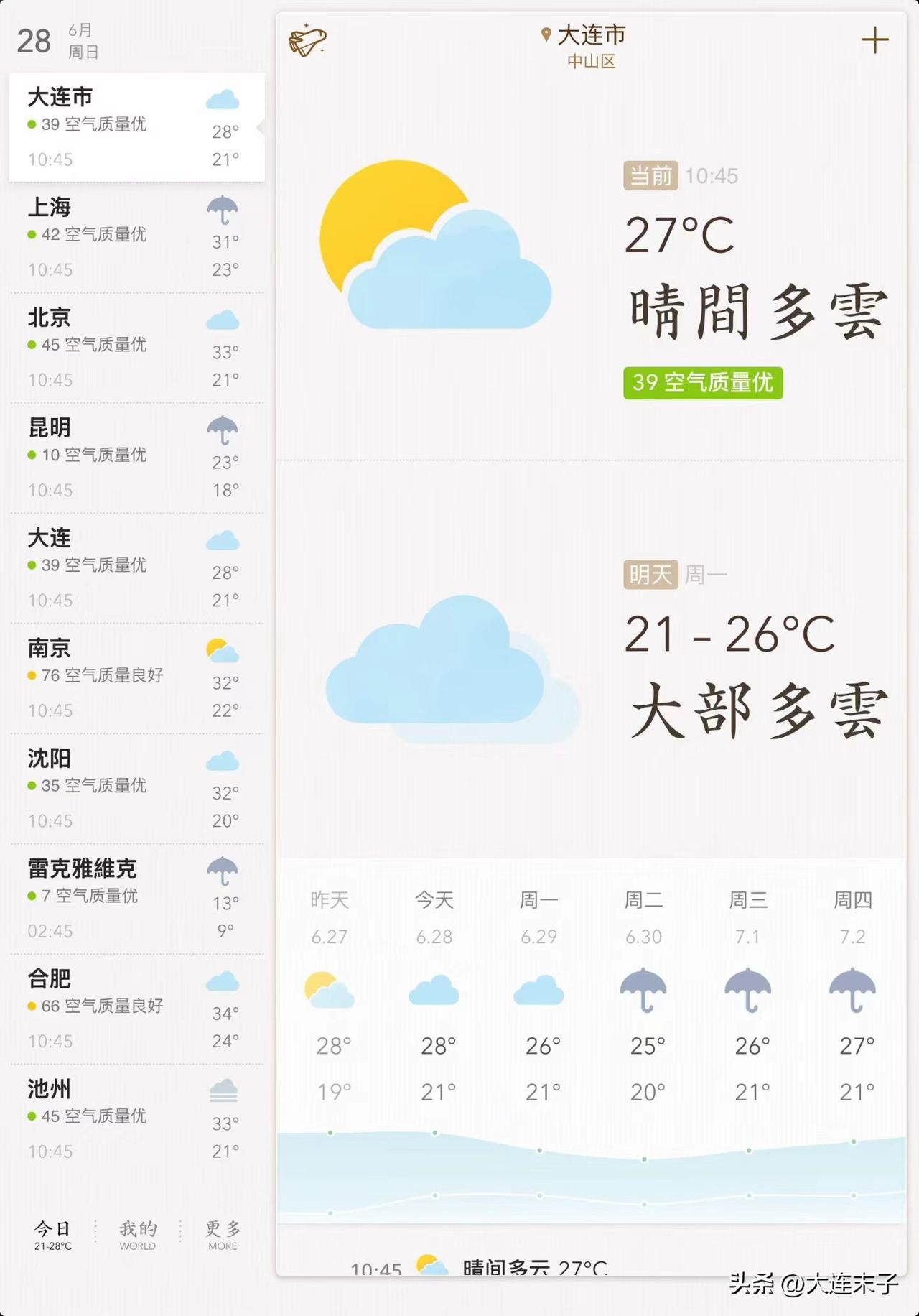 还是大连好！
今天 6 月 28 日早上十点出门，到刘家桥市场买樱桃。

走在树