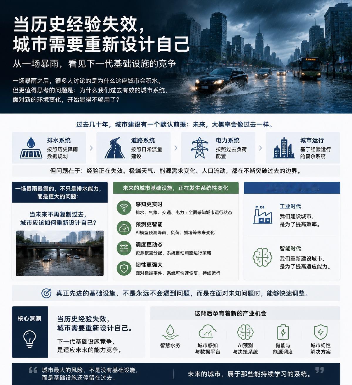在沈洋刚刚经历过的一场特大暴雨后，
很多人开始讨论：
为什么这座城市会积水？
