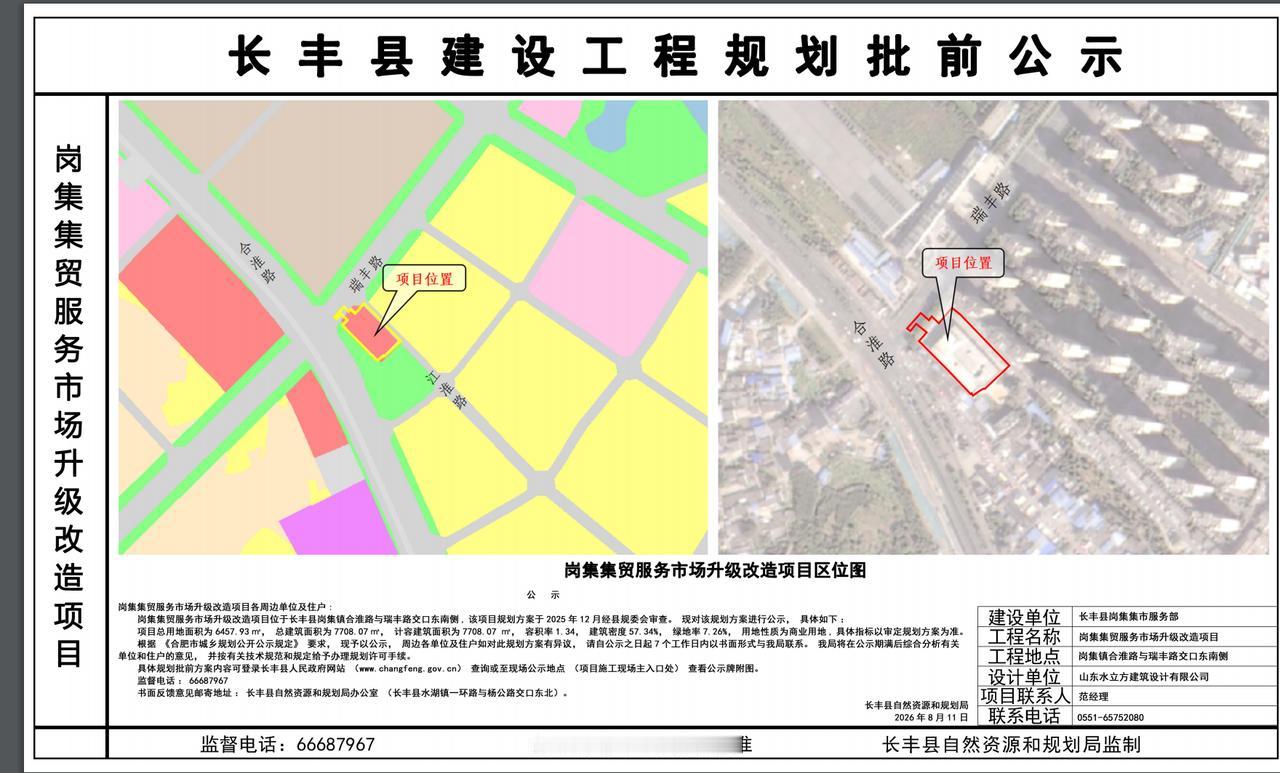 合肥市长丰县岗集集贸服务市场升级改造项目批前公示
看效果图的确还不错。