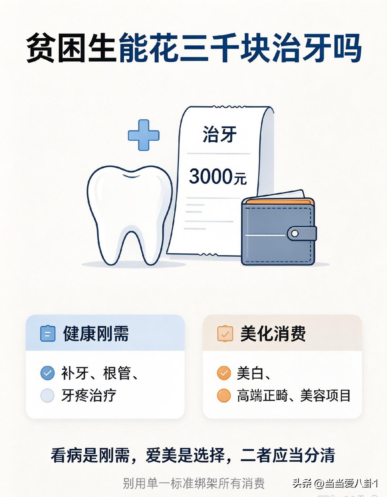 贫困生到底怎么消费才算对？贫困生能花3000块治牙吗？贫困生能每天喝杯9块9的咖
