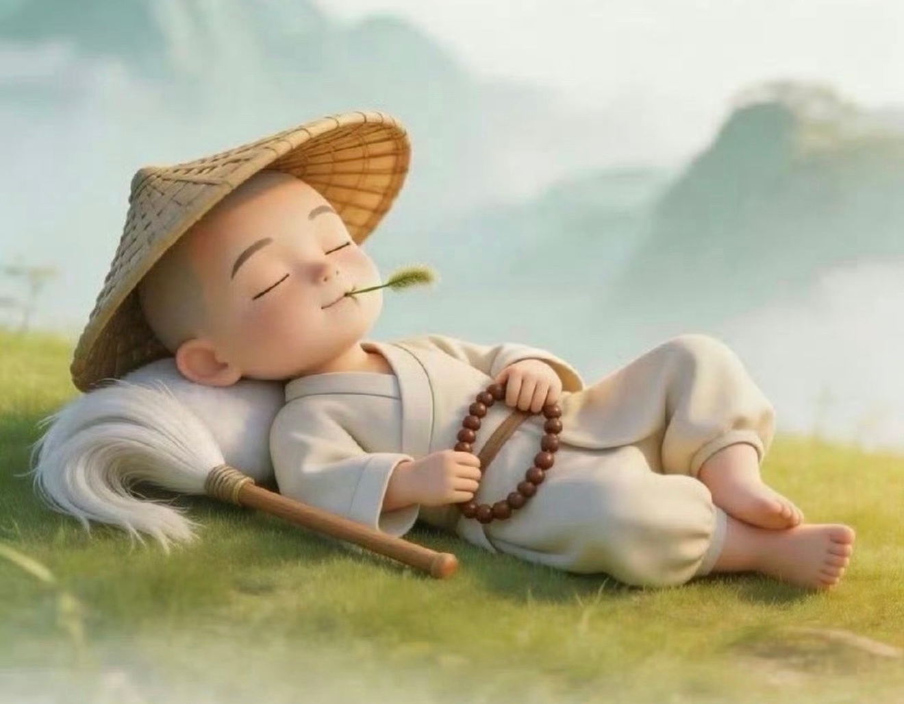 两箸夹空，更何恋红尘画饼；一钵洗净，方得识白米香粥。 