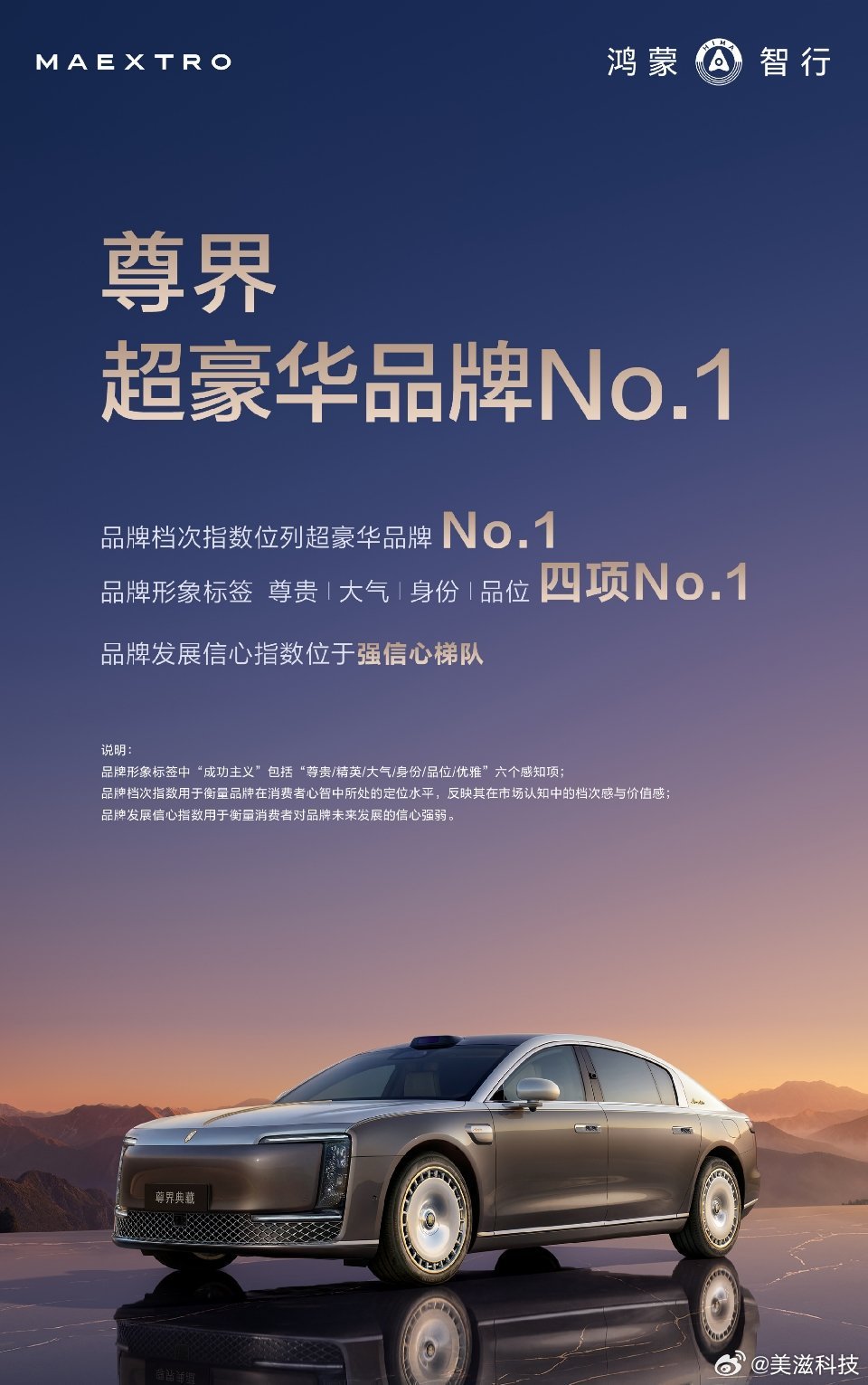 太提气了！尊界直接拿下超豪品牌档次指数第一，尊贵、大气、身份、品位四项标签全是榜
