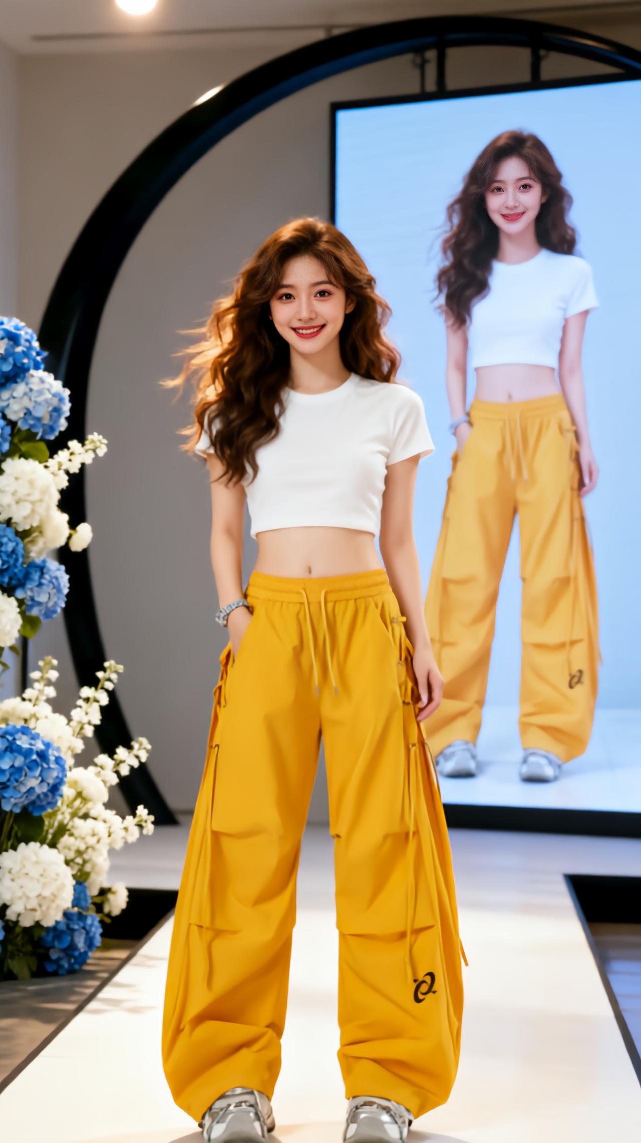 工装裤女孩 亮黄色工装裤 黄色工装裤 黄色活力穿搭 活力黄穿搭