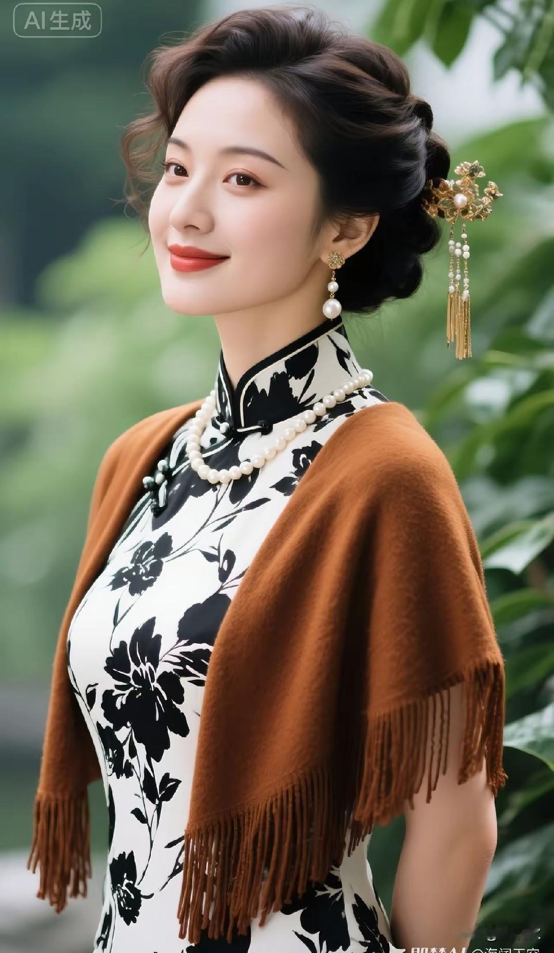 旗袍雅韵，文化传承。
历史悠久，国风古韵。
盘口开合，修身裁剪。
身姿妙曼，凸显