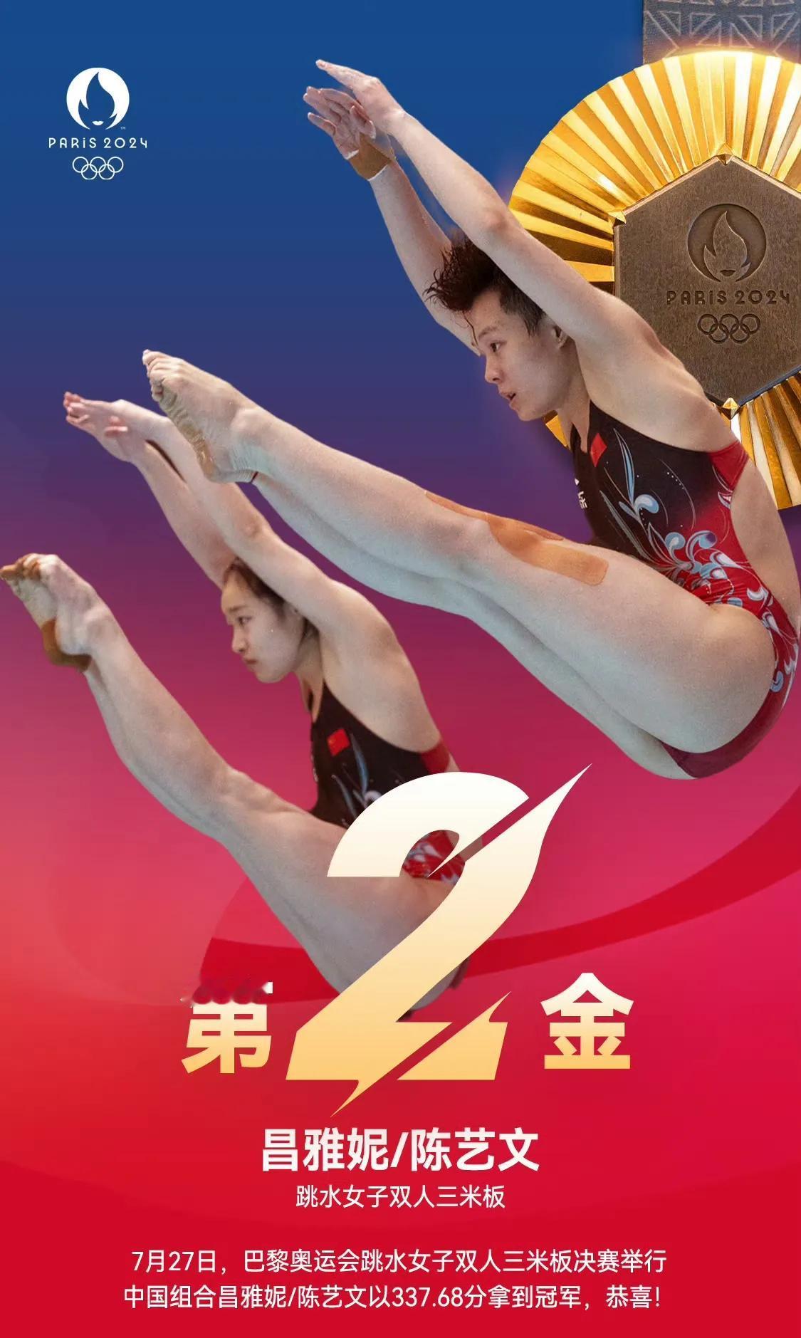 实力超群，无悬念问鼎！中国队第二金来自跳水！

奥运会女子双人三米板决赛，陈艺文