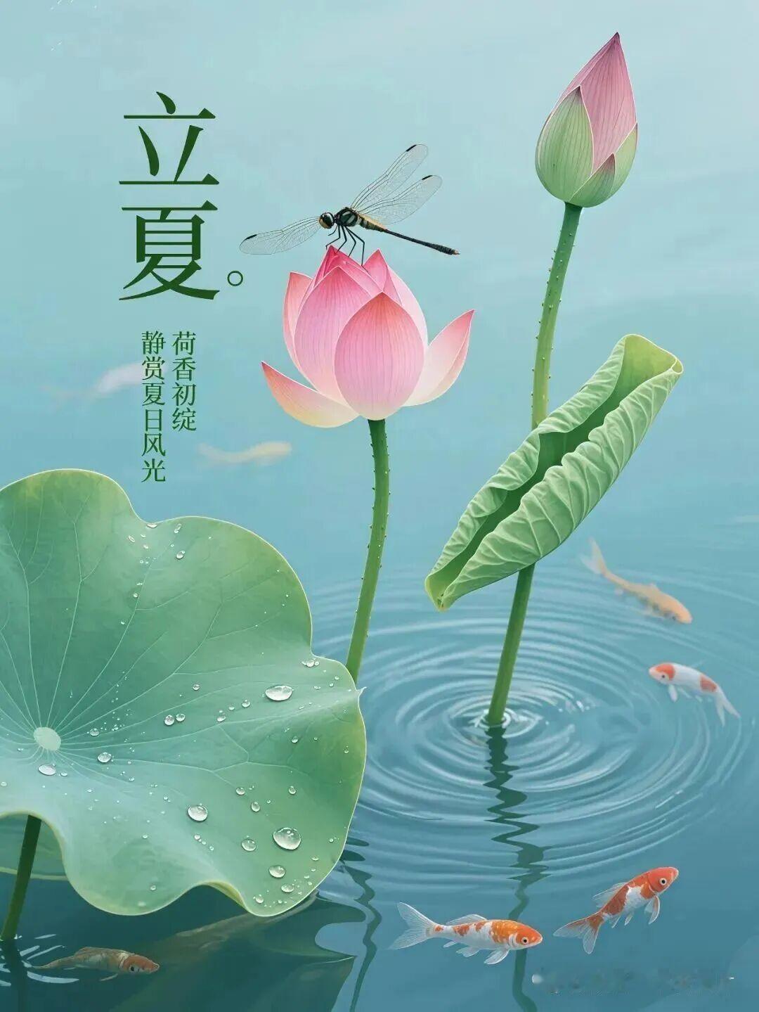 立夏节气，祝你五福临门福运到，开门见喜喜事到，心想事成好运到，百财聚来财运到，平