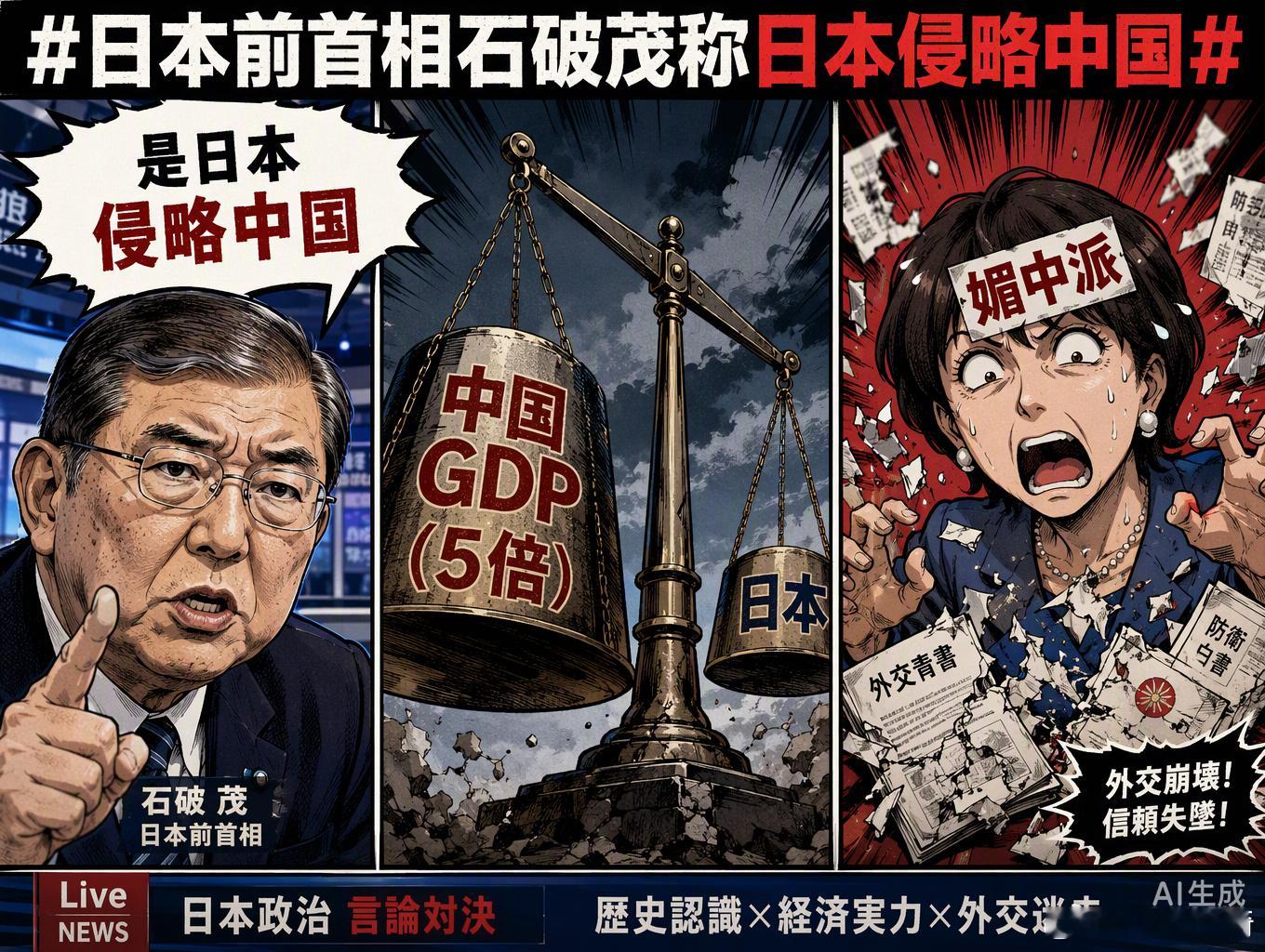 石破茂这句“是日本侵略中国，中国可没有侵略日本”，听在国人耳朵里是迟到的正义，落