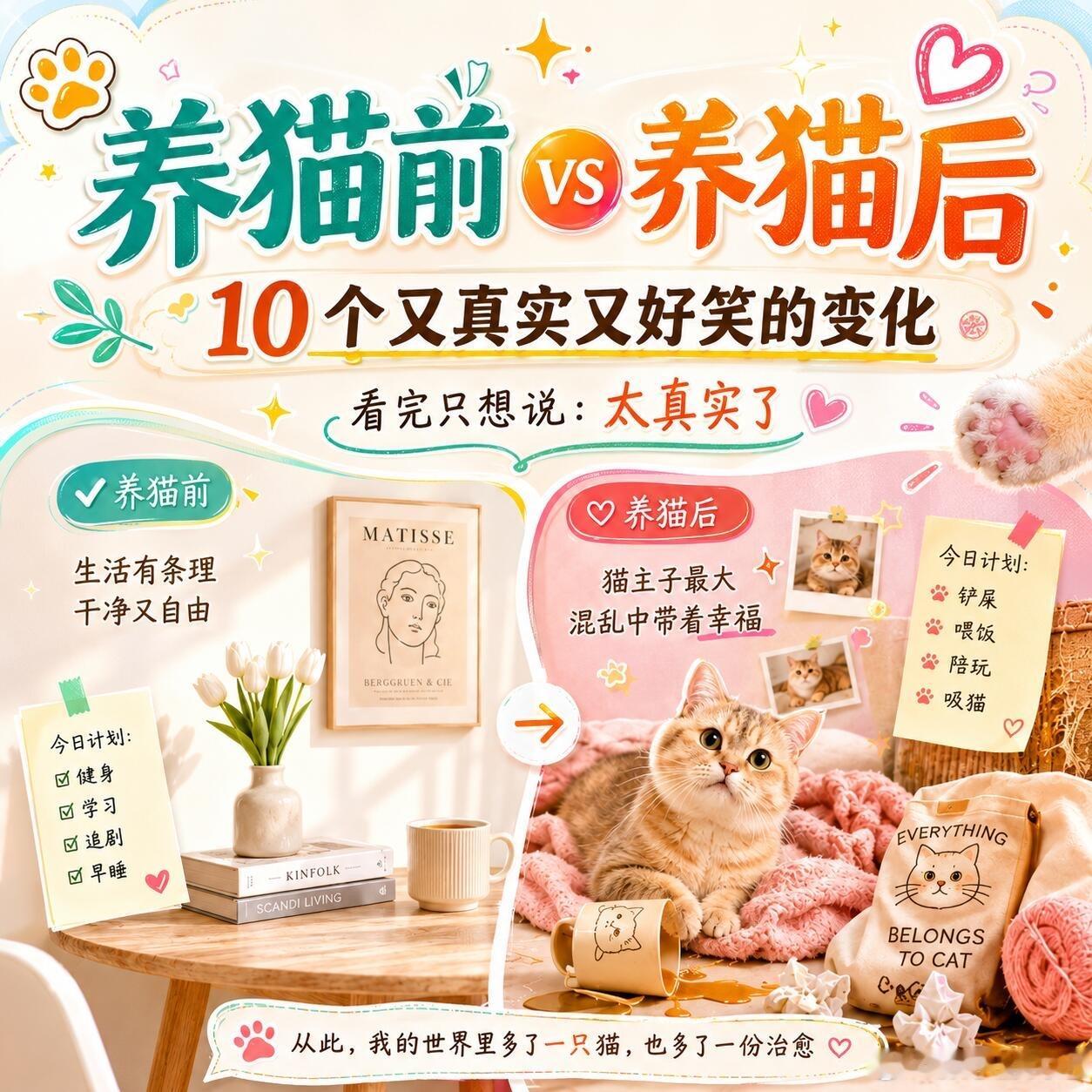 现在人养宠进化成这样了吗真实！养猫前后10大变化！你中了几个？ 