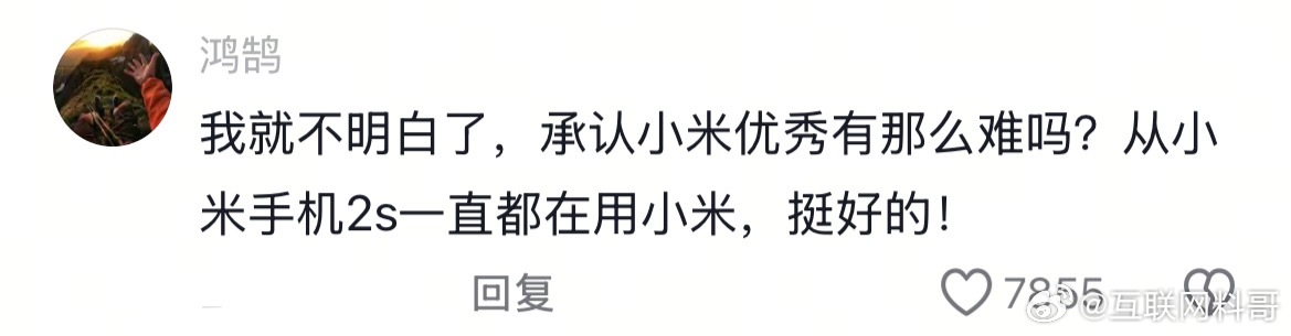这个小米用户急眼了！承认小米优秀这么难吗？就像是星冰乐痛斥陈震，大大方方承认阴阳