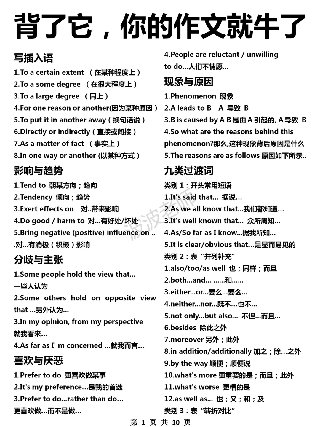 英语作文万能句❗考前救命❗太牛了❗