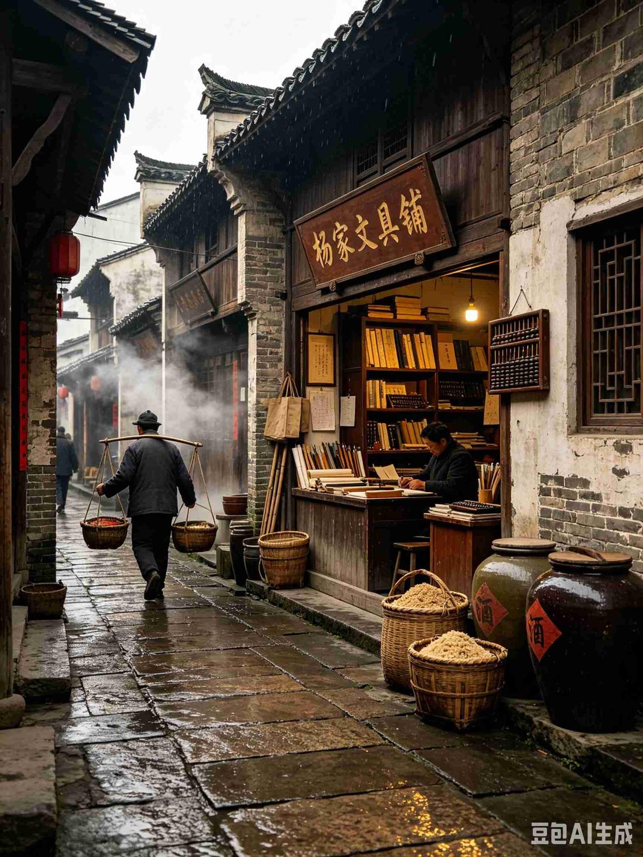 辛家巷巷口的杨家文具铺，曾是老鄂城文人青睐的老字号。店内笔墨纸砚品类齐全，文房四
