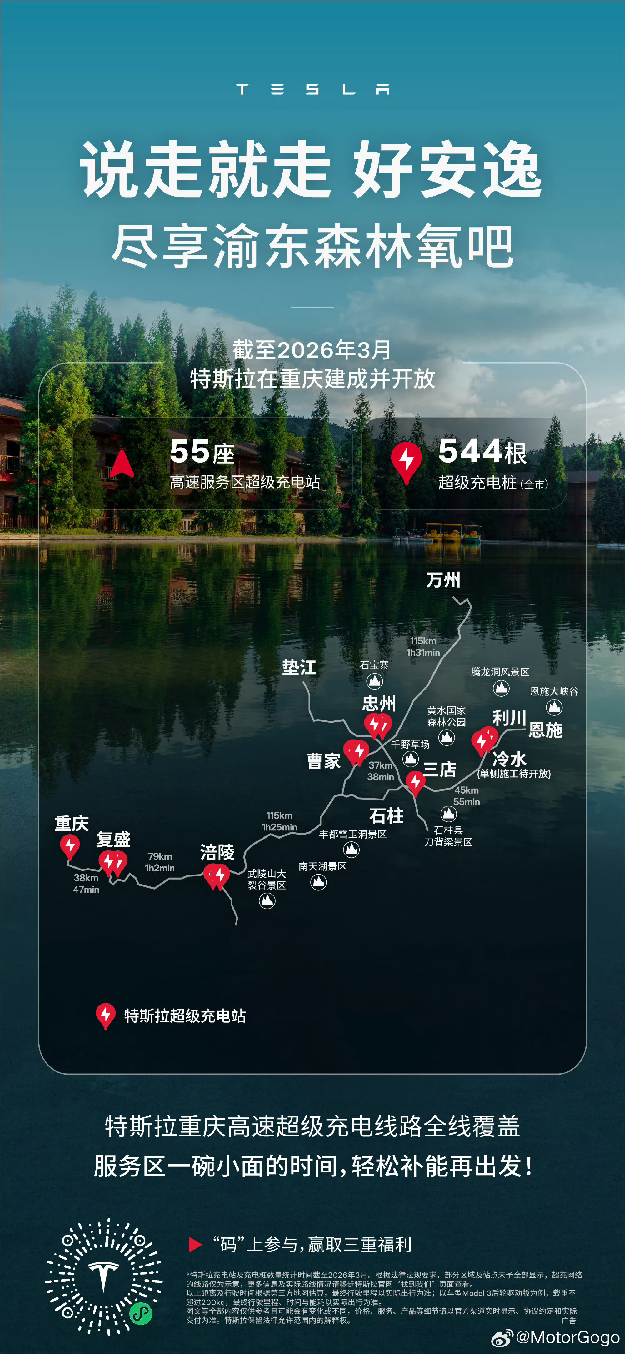 入华这么多年，特斯拉终于在高速上铺充电桩了。首批 55 个服务区 55 座超充桩