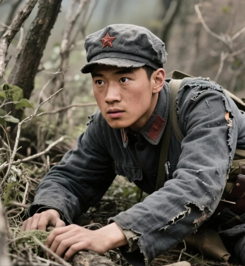 1937年，西路军特务团李宽和正趴在杂树丛里，突然一个被敌人追赶的红军拼命地从他