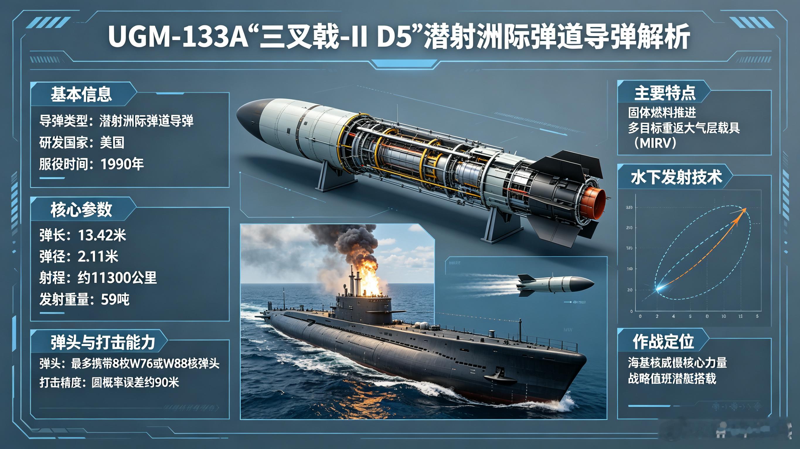 每天认识一件兵器——UGM-133A“三叉戟-II D5”潜射洲际弹道导弹今天聊