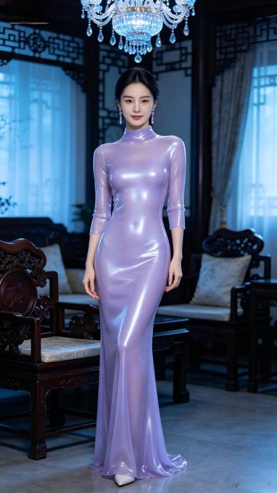 这条紫色连衣长裙很显身材。美女壁纸 美女图片欣赏