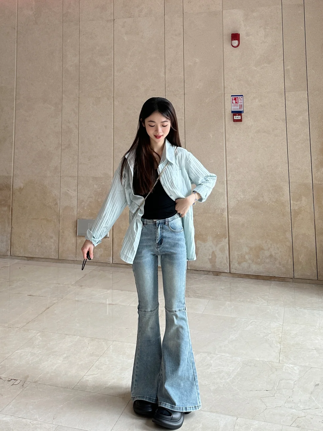 155小个子女生穿搭 好显瘦的喇叭裤！！