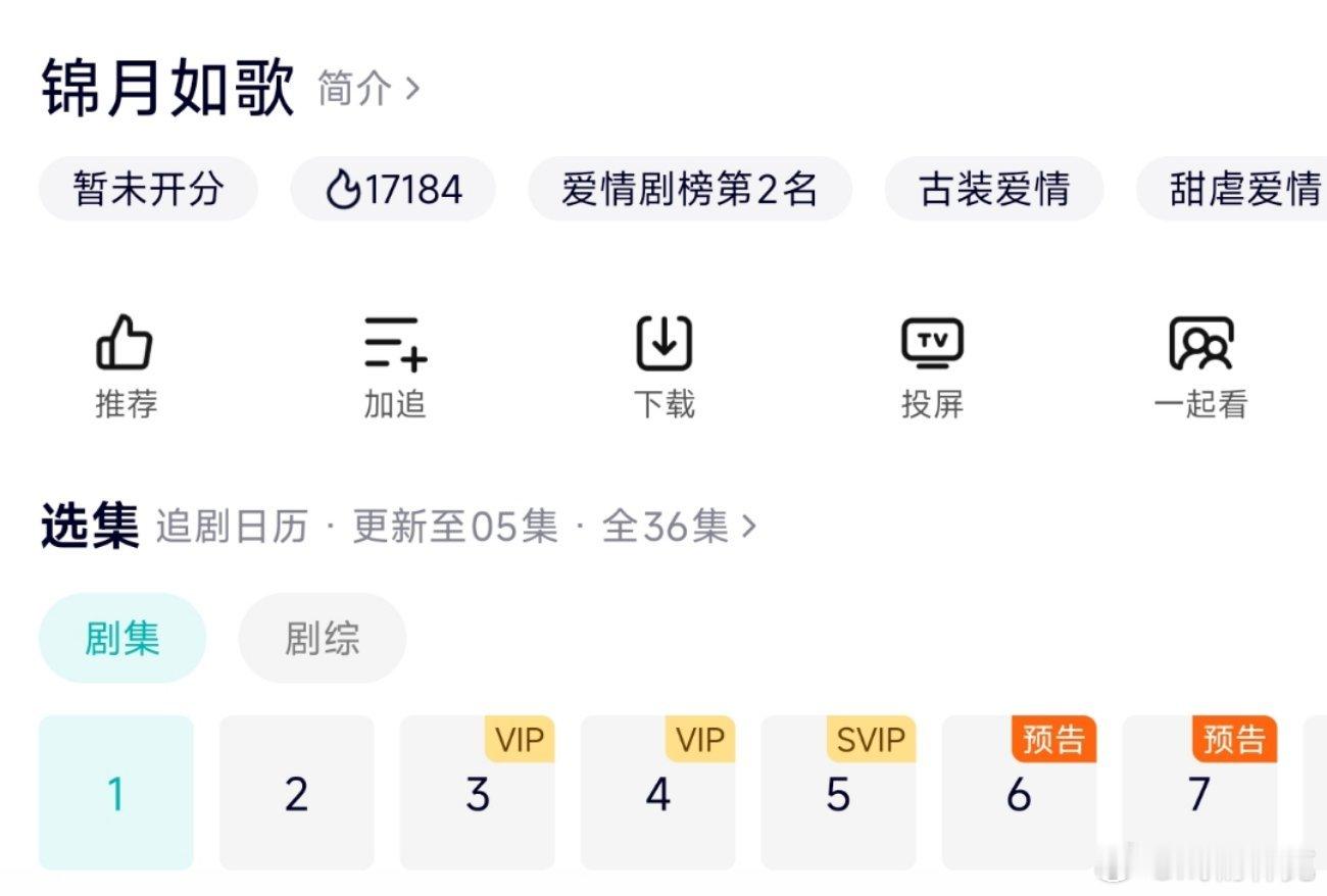 锦月如歌已上线，热度起点17184。原来还有剧综啊[doge] ​​​